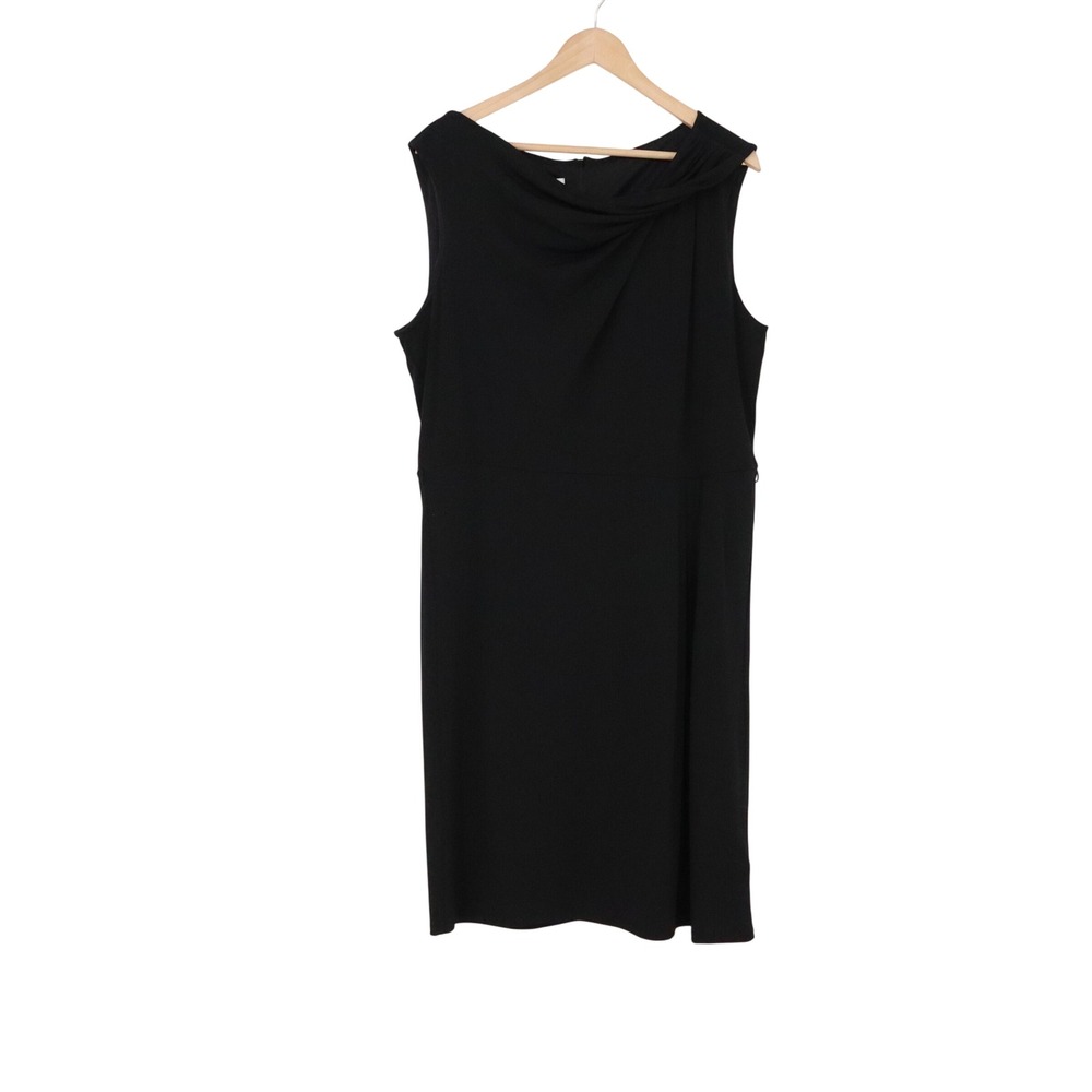 Jaclyn Smith Dress Womens XXL Cowl Neck Sheath Black Draped Sleeveless NEW
